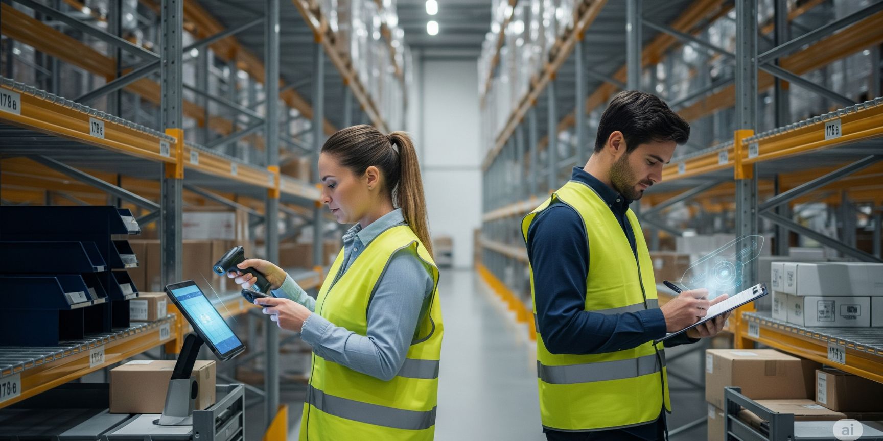 Mitarbeiter überprüft Waren zur Qualitätssicherung in einem Lager